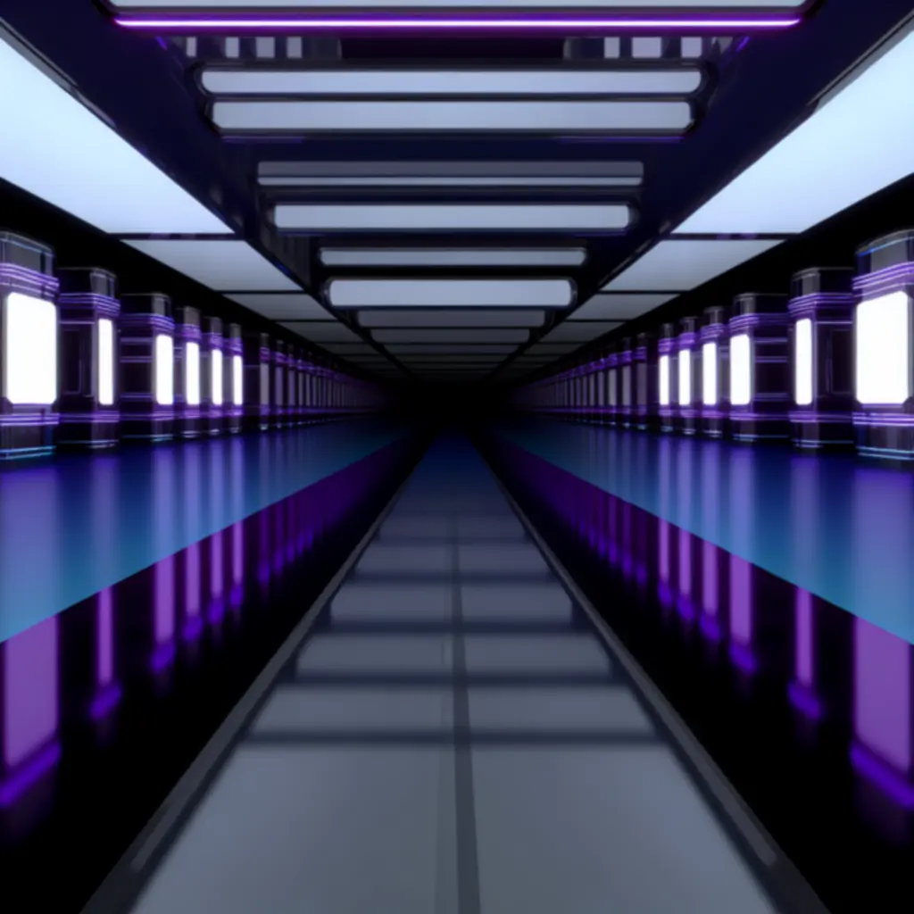Futurisztikus neon folyosó az árkád világában