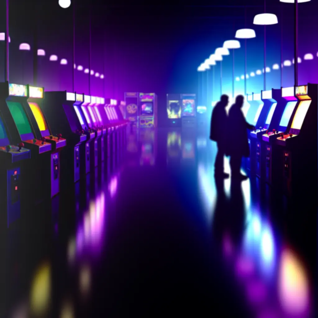 Retro árkád terem hangulata
